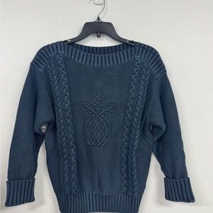 Tommy Bahama Blue Crew Neck Sweater with Cable Knit Design